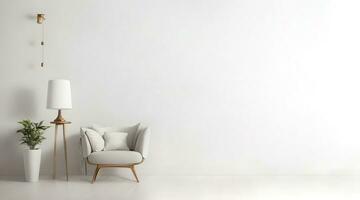 simple chair interior design with simple white copy space background ai generated photo