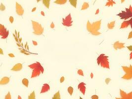 arranged autumn leaves flat lay with copy space ai generated photo