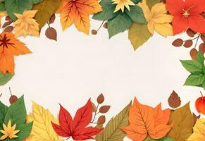 colorful simple autumn leaves with copy space ai generated photo