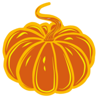 Autumn illustration of orange round pumpkin. Digital  illustration  for your design, decorating invitations and cards, making stickers, embroidery scheme,  printing on packaging and textiles. png