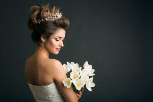 young beautiful stylish woman, bride, bridal fashion photo