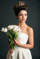 young beautiful stylish woman, bride, bridal fashion photo