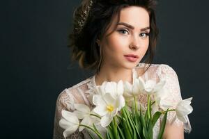 young beautiful stylish woman, bride, bridal fashion photo