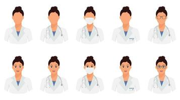 Female doctor avatar in uniform. Flat style illustration vector