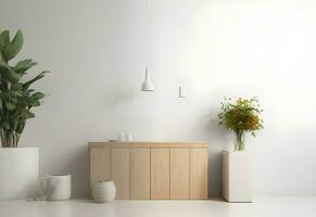 simple interior furniture with green plant ai generated photo