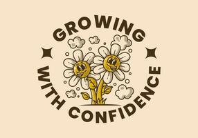 Growing with confidence. Mascot character illustration of a flowers with happy face vector