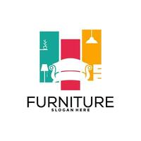 Furniture logo design with creative concept, Interior logo vector template