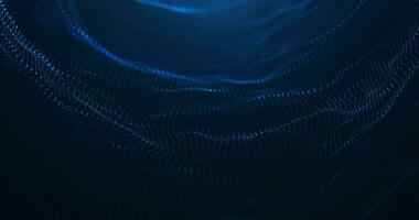 Digital particle wave on dark background, futuristic wave background, seamless loop video