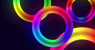 Abstract digital stylish background with light animation of circles or rings, minimalistic elegant design, neon circle lighting. Modern design for presentations. 3D concept. Seamless looping 4k video