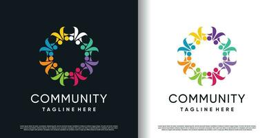 Community logo design with creative unique concept Premium Vector