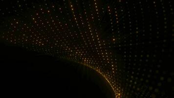 Luxurious elegant background made of gold particles. A surface with particles and dots swirls in wave movements on a black background. video