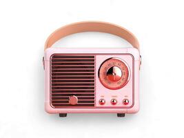 miniature radio mini pink color isolated on white photo
