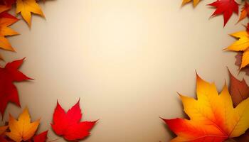 copy space background with fallen autumn leaf ai generated photo