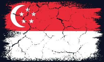Flat Design Grunge Singapore Flag Background vector