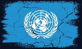 Flat Design Grunge United Nations Flag Background vector