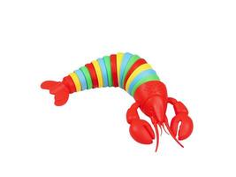 Colorful miniature lobster animal toy on a white background photo