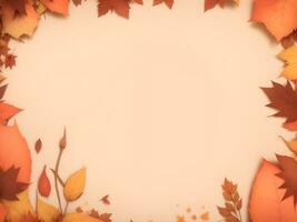 autumn leaves flat lay with copy space background ai generated photo