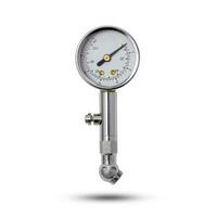 Tire pressure gauge isolated white background photo
