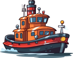 Tugboat ship illustration AI Generative png