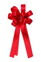 red ribbon bow isolated on white photo