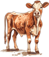 vache illustration, vache main tiré illustration ai génératif png