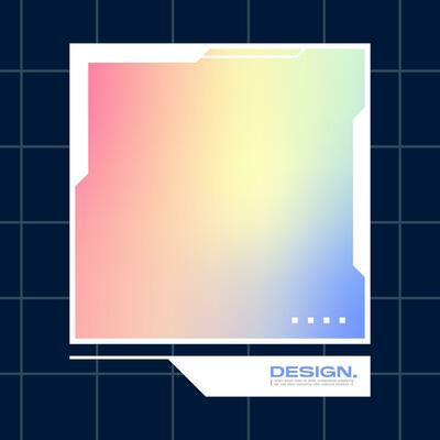 Futuristic square gradient background. Social media frame vector illustration.