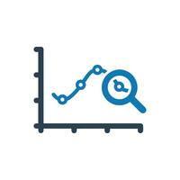 Magnifying glass analyzing data icon vector