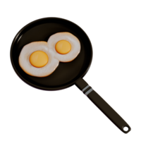 frit des œufs pour petit déjeuner 3d isolé illustration sur une transparent Contexte . 3d le rendu png