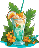 Tropical Cocktail Illustration AI Generative png