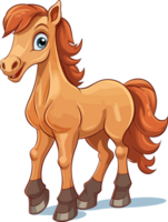 Cute Horse Illustration AI Generative png