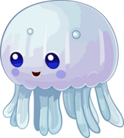 Cartoon Jellyfish Illustration AI Generative png