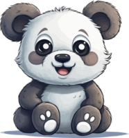 Panda Illustration , Stylized Giant panda full body drawing AI Generative png