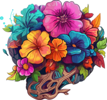 floral cérebro ilustração ai generativo png