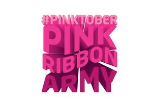 3D Text Design About Pinktober - Breast Cancer Awareness Quotes vector