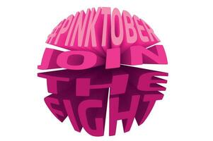 3D Text Design About Pinktober - Breast Cancer Awareness Quotes vector