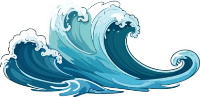 Crashing Water Waves Illustration AI Generative png