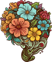 floral cerebro ilustración ai generativo png