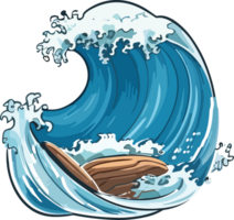 Crashing Water Waves Illustration AI Generative png