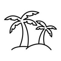 Palm tree icon. Simple outline style. Tropical, coconut, summer concept. Thin line symbol. Vector illustration isolated.