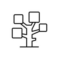 Tree icon. Simple outline style. Forest plant, trunk. leaf, branching tree, branch, nature concept. Thin line symbol. Vector illustration isolated.