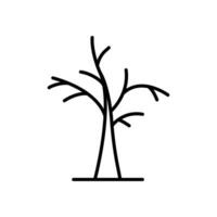 Dead tree icon. Simple outline style. Dry tree, leafless, trunk, old wood, nature concept. Thin line symbol. Vector illustration isolated.