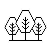 bosque árbol icono. sencillo contorno estilo. naturaleza bosque paisaje, exterior, roble, trompa, planta concepto. Delgado línea símbolo. vector ilustración aislado.