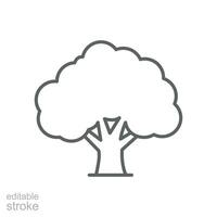 Tree icon. Simple outline style. Oak, plant, wood, nature, forest concept. Thin line symbol. Vector illustration isolated. Editable stroke.