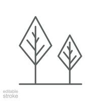 The group of trees icon. Simple outline style. Biodiversity, sustainable, harmony, environment, nature, floral, forest concept. Thin line symbol. Vector illustration isolated. Editable stroke.