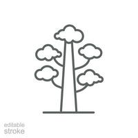 Tree icon. Simple outline style. Forest plant, trunk. leaf, branching tree, branch, nature concept. Thin line symbol. Vector illustration isolated. Editable stroke.