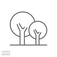 The group of trees icon. Simple outline style. Biodiversity, sustainable, harmony, environment, nature, floral, forest concept. Thin line symbol. Vector illustration isolated. Editable stroke.