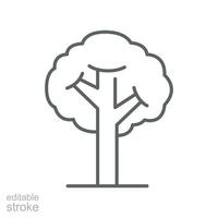 Tree icon. Simple outline style. Single tree, leaf, forest, nature concept. Thin line symbol. Vector illustration isolated. Editable stroke.