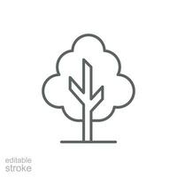 Tree icon. Simple outline style. Single tree, leaf, forest, nature concept. Thin line symbol. Vector illustration isolated. Editable stroke.