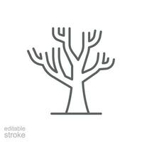 Dead tree icon. Simple outline style. Dry tree, leafless, trunk, old wood, nature concept. Thin line symbol. Vector illustration isolated. Editable stroke.