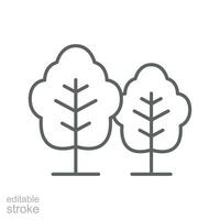 The group of trees icon. Simple outline style. Biodiversity, sustainable, harmony, environment, nature, floral, forest concept. Thin line symbol. Vector illustration isolated. Editable stroke.